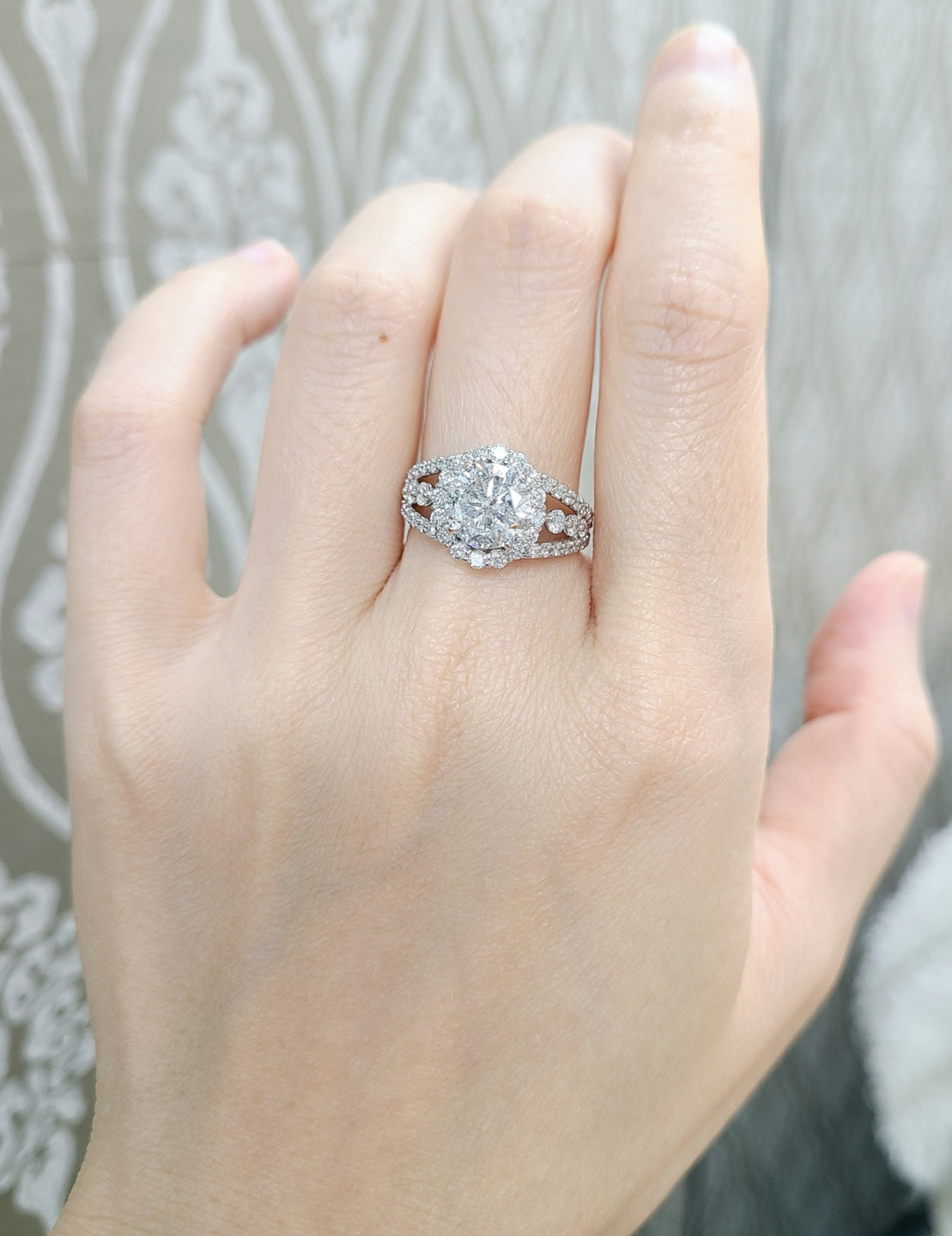 Large grain! Teritelli! 2.01ct Diamond G Si Good Platinum Ring grading report2.01ct PT950 Ring April birthstone