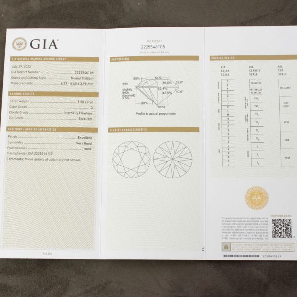 1.00ct Dカラー IF EXCELLENT 天然 ダイヤモンド ルース ラウンドブリリアントカット 【 GIA 鑑定書付 】