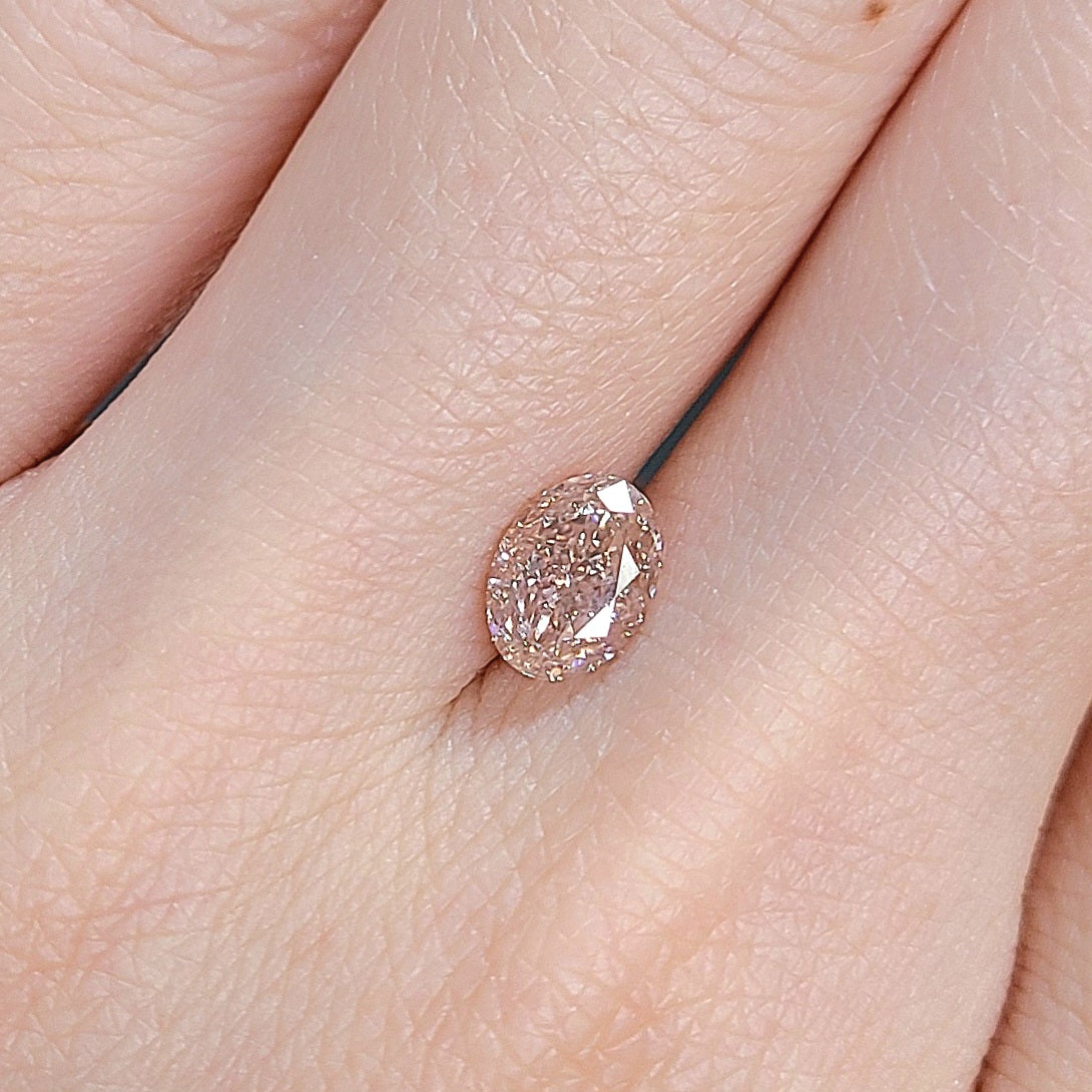 1.022ct 팬시 오렌지 핑크 SI-1 자연 핑크 다이아몬드 루스 타원형 컷