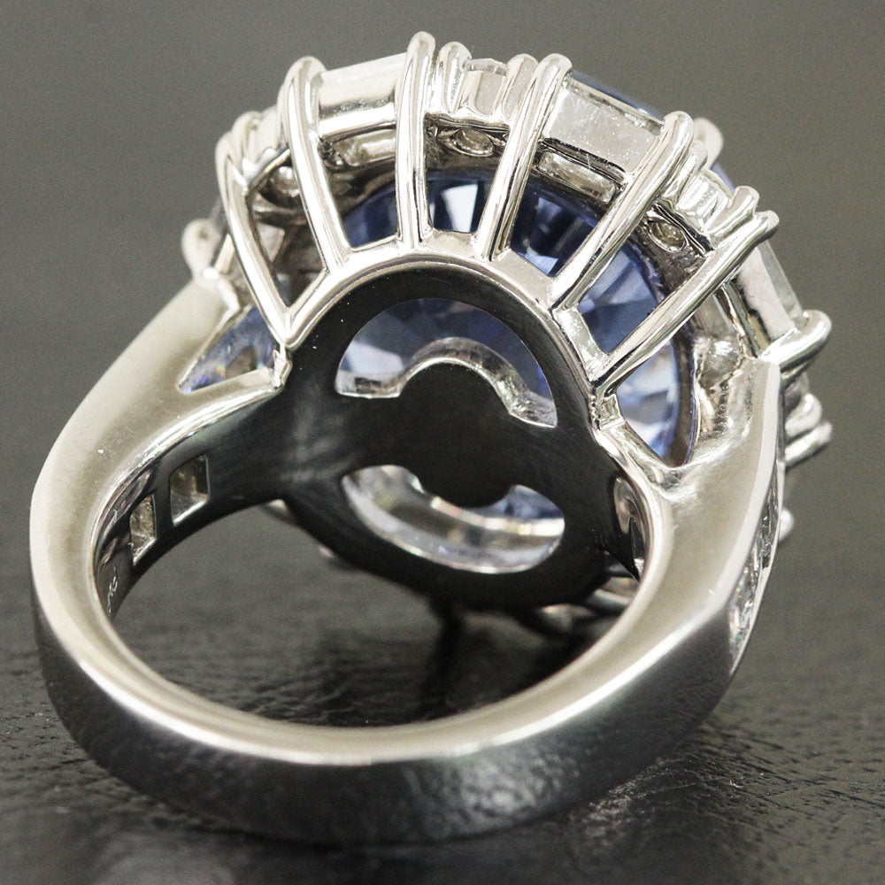 スリランカ産 非加熱 天然サファイア 18.741ct 天然ダイヤモンド 3.47ct プラチナPt900 リング 指輪 9月の誕生石 【鑑別書付】