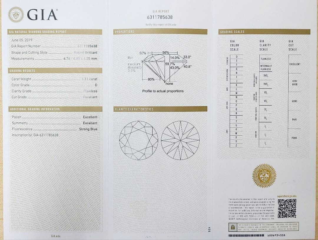 GIA certified D FL 3EX natural diamond necklace K18WG solid white gold with GIA certificate.