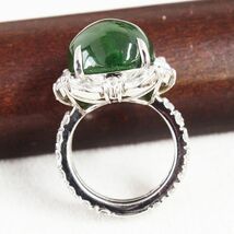 世界的希少 21ct 天然 デマントイド ガーネット キャッツアイ 3.9ct 天然 ダイヤモンド Pt900 プラチナ リング 指輪【中央宝石研究所鑑別書付】