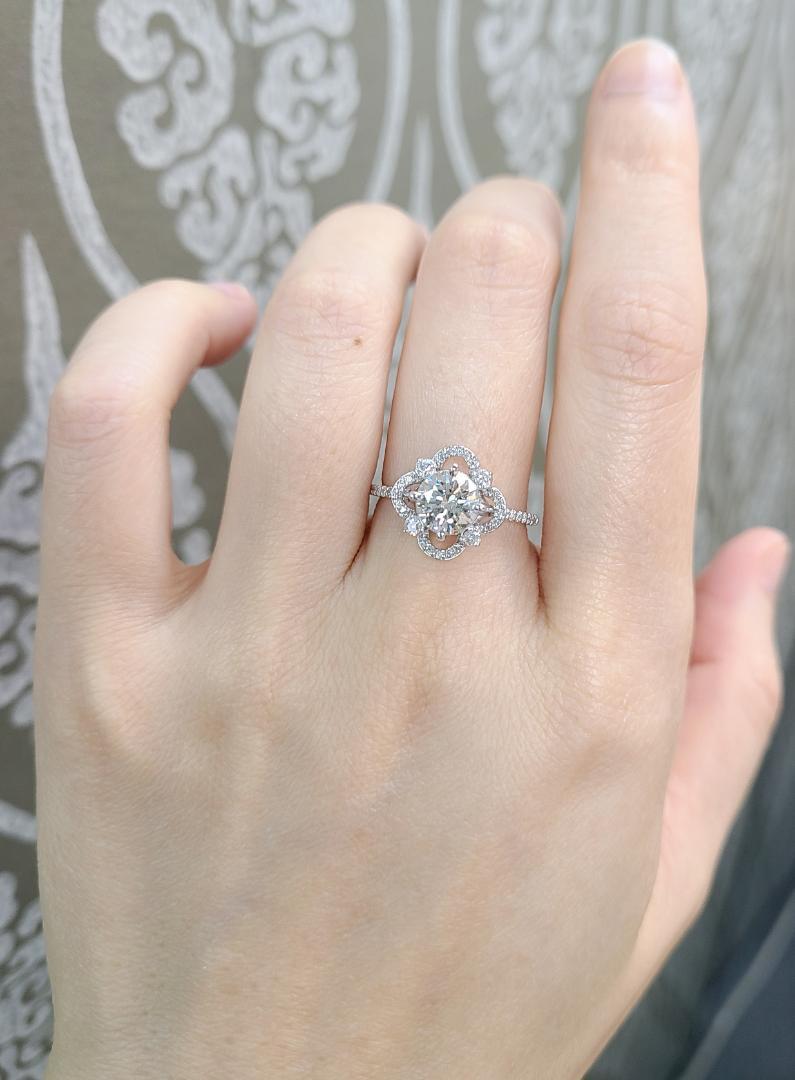 1.00ct H VS2 3EX 天然 ダイヤモンド K18WG リング【GIA鑑定書付 】