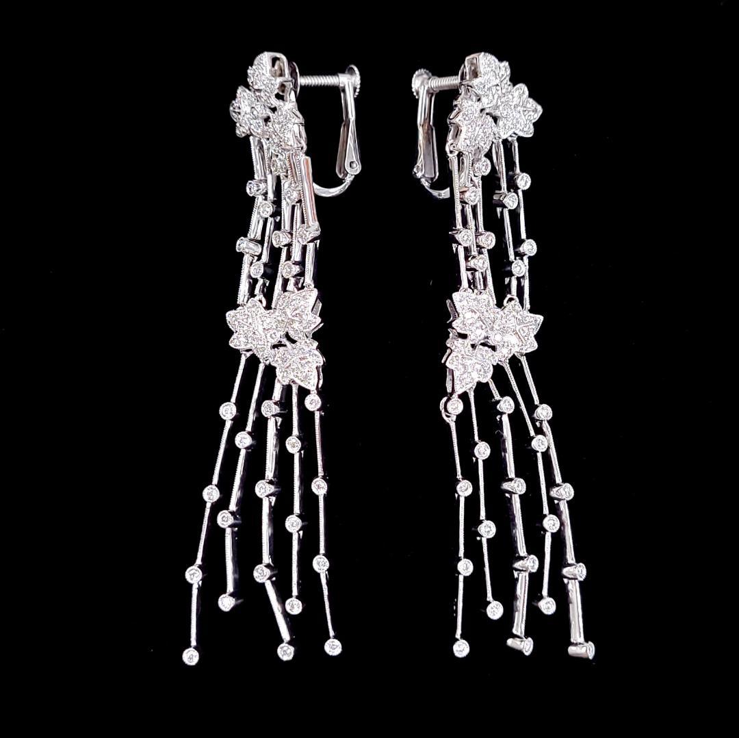 煌めく 華麗なるジュエリー 0.8ct 天然ダイヤモンド 18金 K18WG ホワイトゴールド イヤリング【 鑑別書付き】