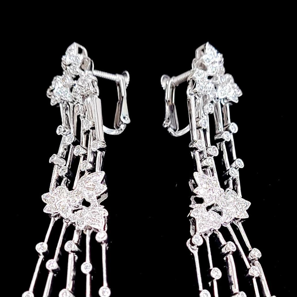 煌めく 華麗なるジュエリー 0.8ct 天然ダイヤモンド 18金 K18WG ホワイトゴールド イヤリング【 鑑別書付き】