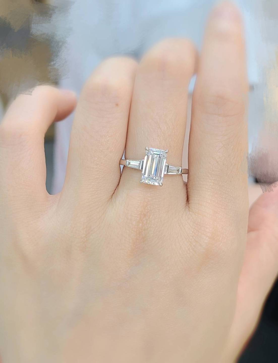 世界最高峰 2ct D IF EX エメラルドカット ダイヤモンド Pt900 プラチナ リング 指輪 4月の誕生石 【GIA鑑定書付】