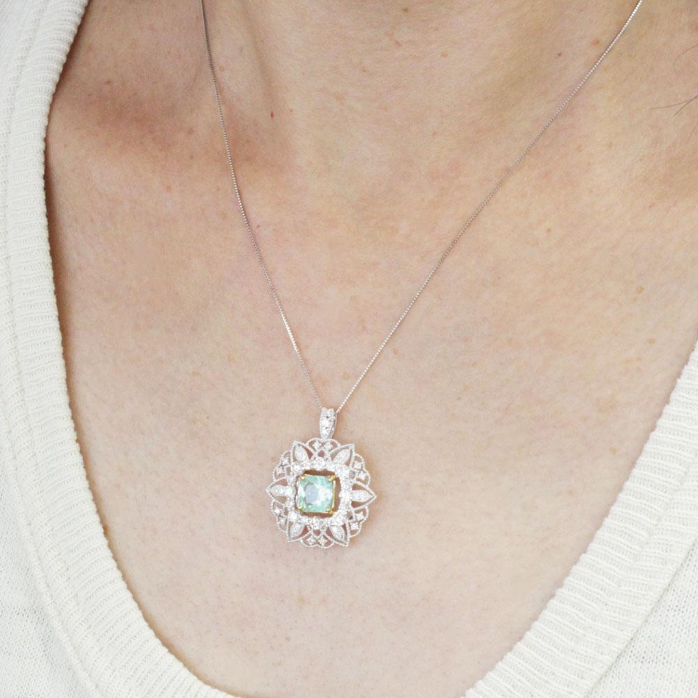 希少 1.43ct パライバトルマリン ダイヤモンド Pt900 プラチナ ペンダント ネックレス 【鑑別書付】