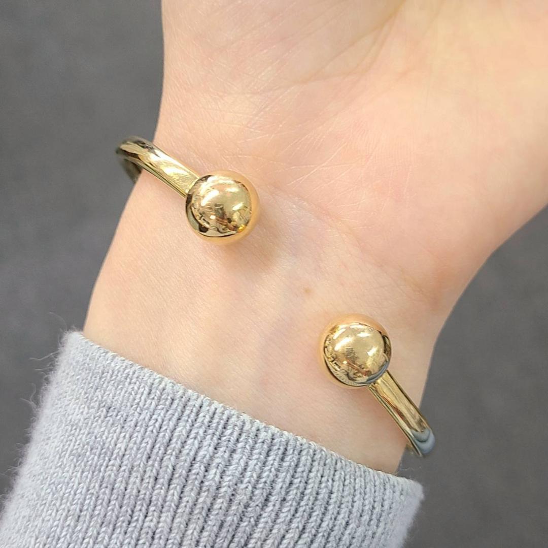 K18 YG Yellow Gold Bracelet Open Bangle 18 Gold