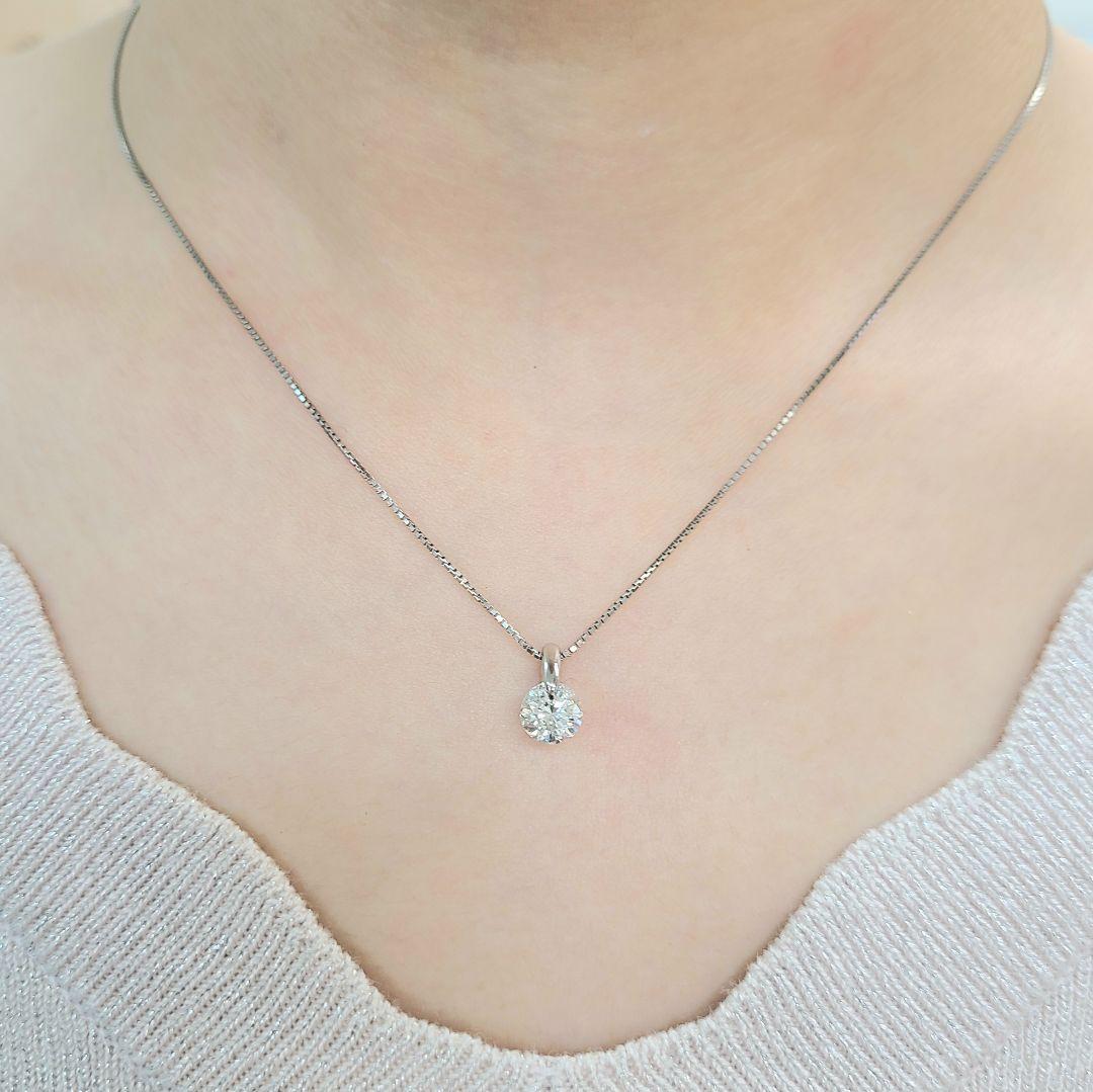 H VS2 GOOD 1ct ダイヤモンド Pt900 プラチナ 一点留 ペンダント ネックレス 4月の誕生石 【鑑定書付】