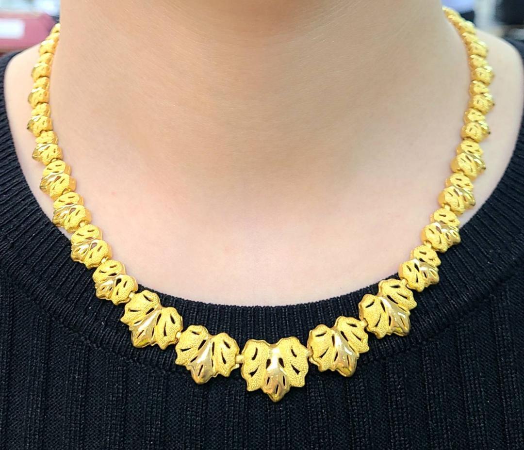 資金価値ある 純金 24金 ボリューム大! K24 デサイン ネックレス 77.7g 43cm 9999刻印