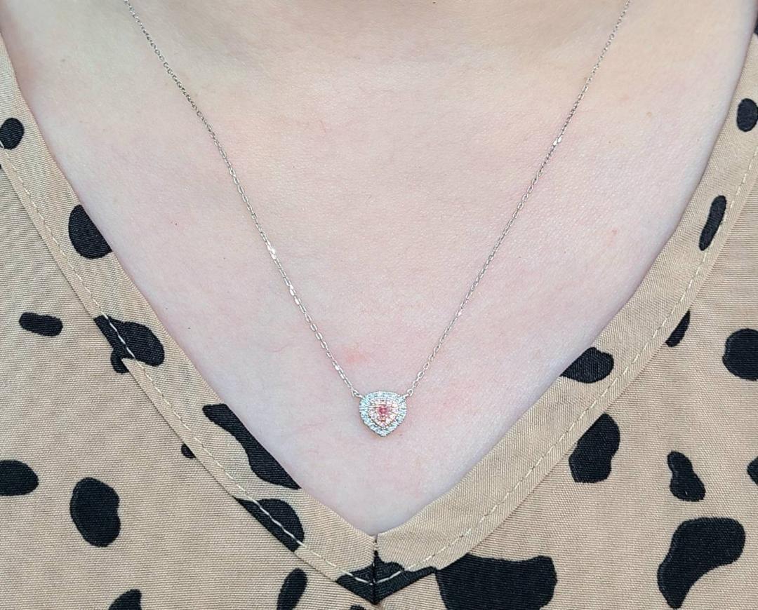 ハート 天然 ピンクダイヤモンド ダイヤモンド K18 WG ホワイトゴールド PG ピンクゴールド 18金 ペンダント ネックレス 4月誕生石 【鑑別書付】