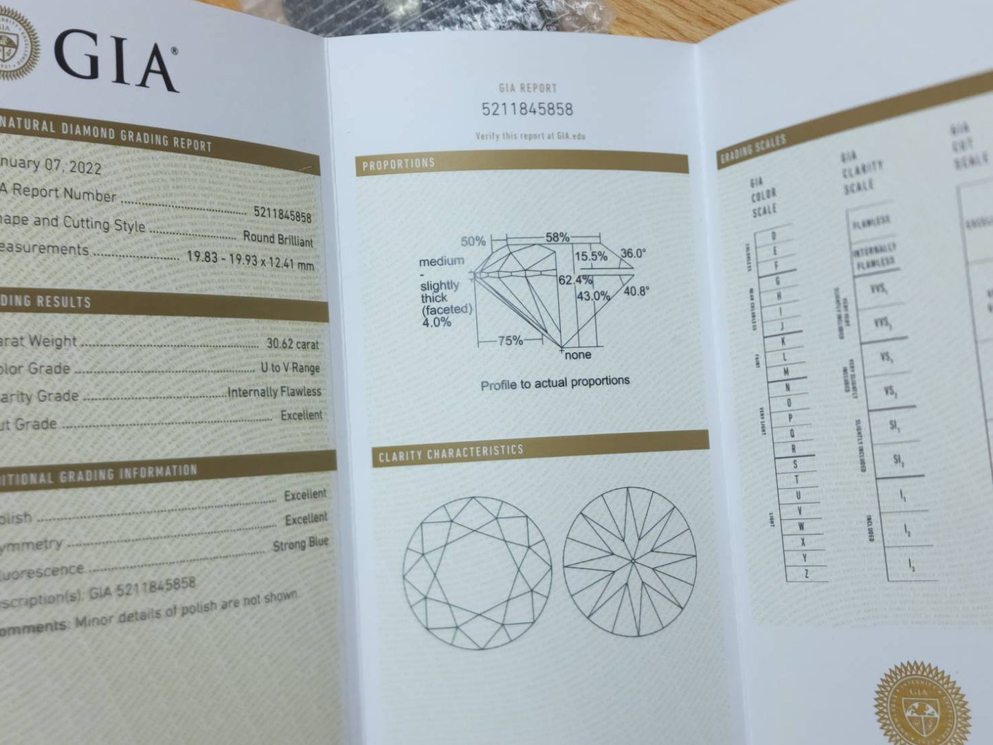 超特大 30.62ct IF 3EX 天然ダイヤモンド ルース【GIA鑑定書付き】