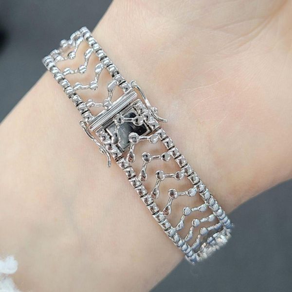 ローズカット 計9.4ct 天然 ダイヤモンド 計2.67ct K18 ホワイトゴールド ブレスレット 4月誕生石 18金【鑑別書付】