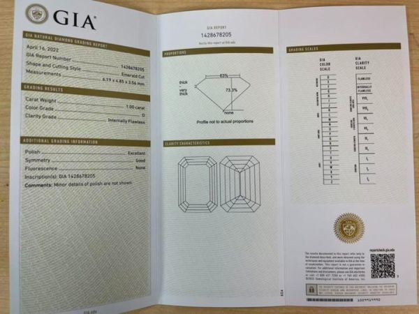 【GIA鑑定書付】最高品質 1ct D IF エメラルドカット 天然 ダイヤモンド PT900 プラチナ リング 指輪 4月誕生石