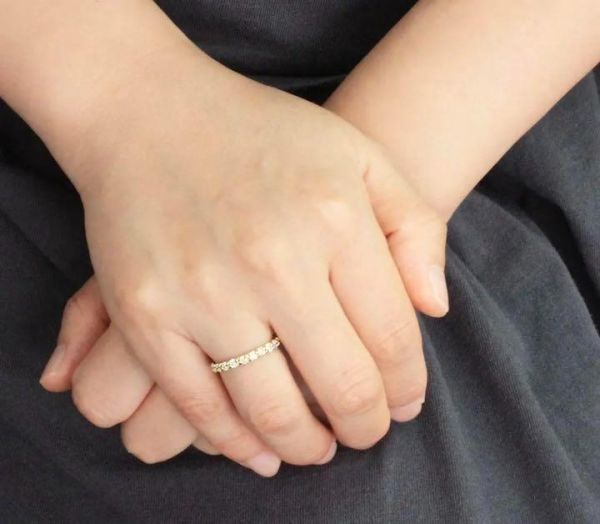 永遠の愛の象徴 1ct 天然 ダイヤモンド K18 イエローゴールド フル エタニティ リング 指輪【鑑別書付】