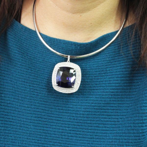 魅惑の106ct! 最高級 天然タンザナイト & 計3.8ct 天然ダイヤモンド Pt900 プラチナ ペンダントトップ 【鑑別書付】