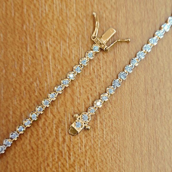 高品質! 計3ct 天然 ダイヤモンド K18 イエローゴールド グラデーション テニス ネックレス 18金 【鑑別書付】