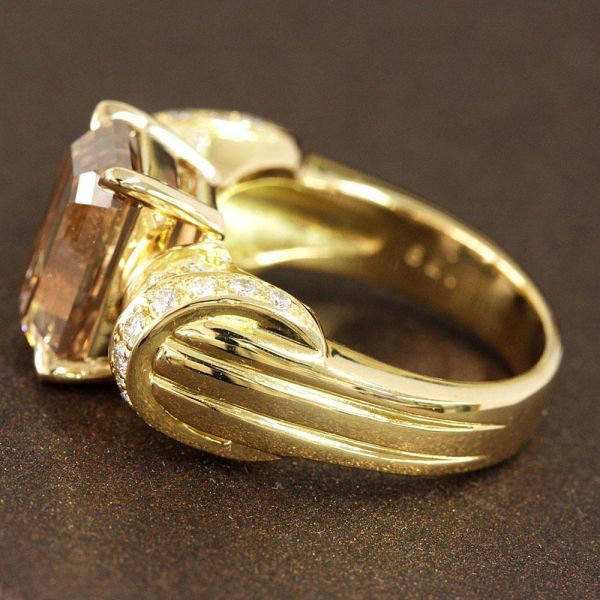 【鑑定書付】希少 大粒 5ct VS-2 エメラルドカット 天然 ダイヤモンド K18 YG イエローゴールド リング 指輪 18金