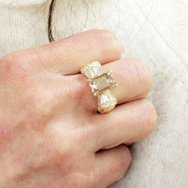 【鑑定書付】希少 大粒 5ct VS-2 エメラルドカット 天然 ダイヤモンド K18 YG イエローゴールド リング 指輪 18金