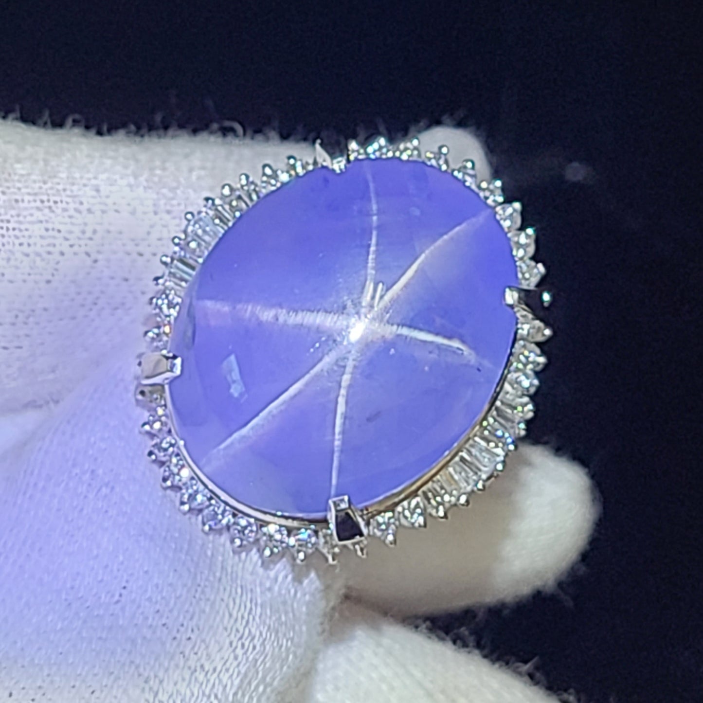 비가열! 초대형! 65.56ct 천연 스타 사파이어 다이아몬드 플래티넘 Pt900 반지 반지 【감별서 포함】반지