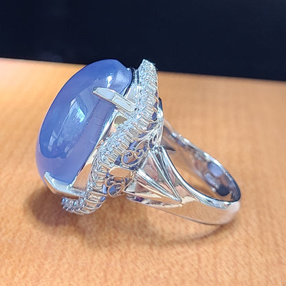 비가열! 초대형! 65.56ct 천연 스타 사파이어 다이아몬드 플래티넘 Pt900 반지 반지 【감별서 포함】반지