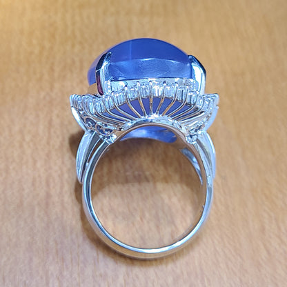 비가열! 초대형! 65.56ct 천연 스타 사파이어 다이아몬드 플래티넘 Pt900 반지 반지 【감별서 포함】반지