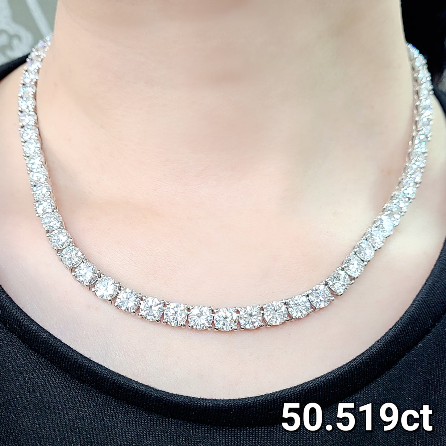 最高級！ 50.519ct 天然ダイヤモンド グラデーション プラチナ Pt900 テニスネックレス【中央宝石研究所ソーティング付】