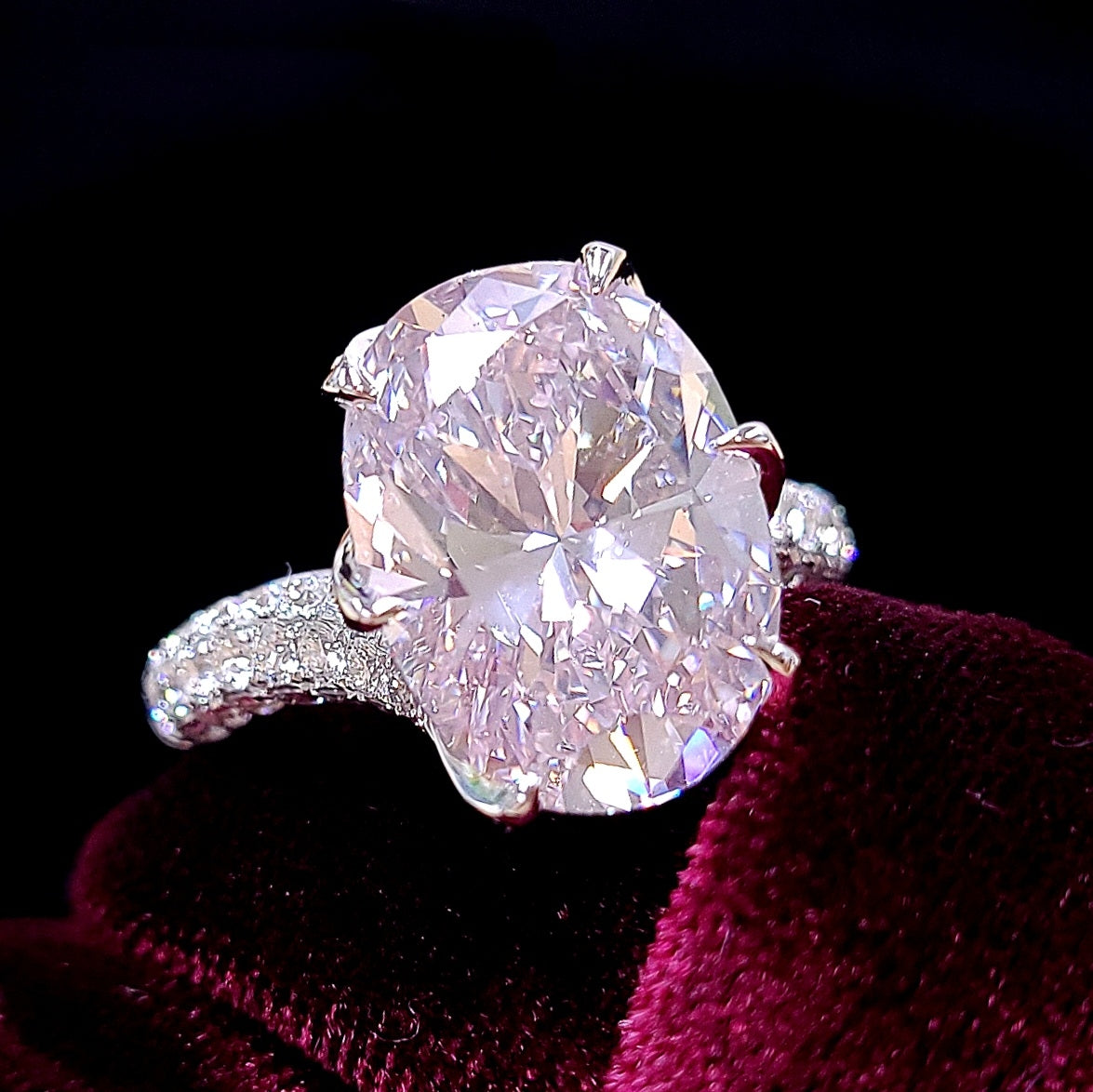 超希少 6.06ct 天然ピンクダイヤモンド Fancy light pink オーバルカット 18金（K18WGホワイトゴールド）リング 【GIA鑑定書付き】