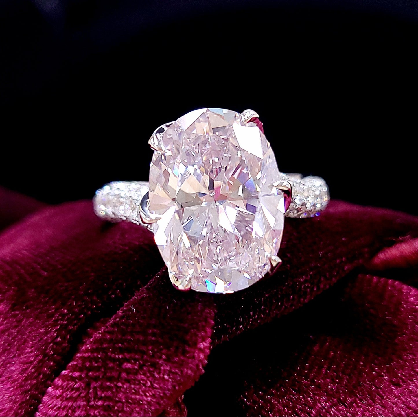 超希少 6.06ct 天然ピンクダイヤモンド Fancy light pink オーバルカット 18金（K18WGホワイトゴールド）リング 【GIA鑑定書付き】