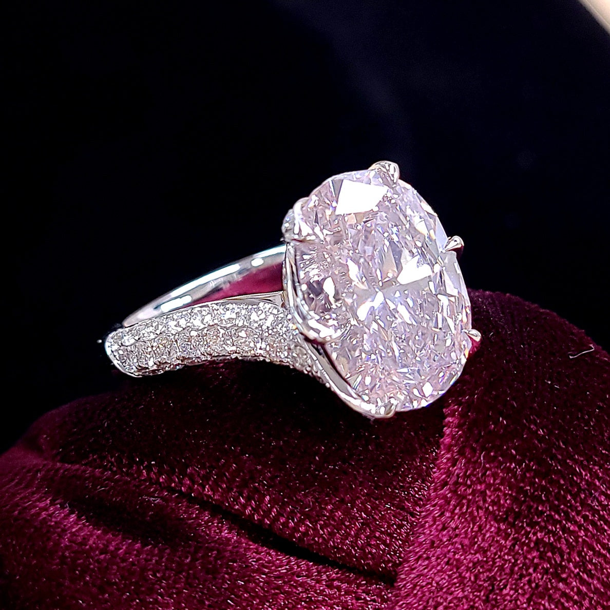 超希少 6.06ct 天然ピンクダイヤモンド Fancy light pink オーバルカット 18金（K18WGホワイトゴールド）リング 【GIA鑑定書付き】