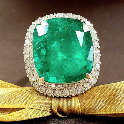 【至高のマスターピース】 最高峰コロンビア産 エメラルド 50.25ct ダイヤ 3.97ct Pt900 プラチナ リング 17号