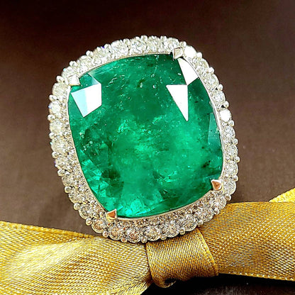 【至高のマスターピース】 最高峰コロンビア産 エメラルド 50.25ct ダイヤ 3.97ct Pt900 プラチナ リング 17号