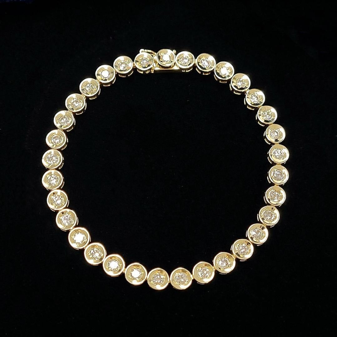 Eternal Love 3.00ct Natural Diamond Fclined Tennis Bracelet K18YG 18k Yellow Gold [with identification report