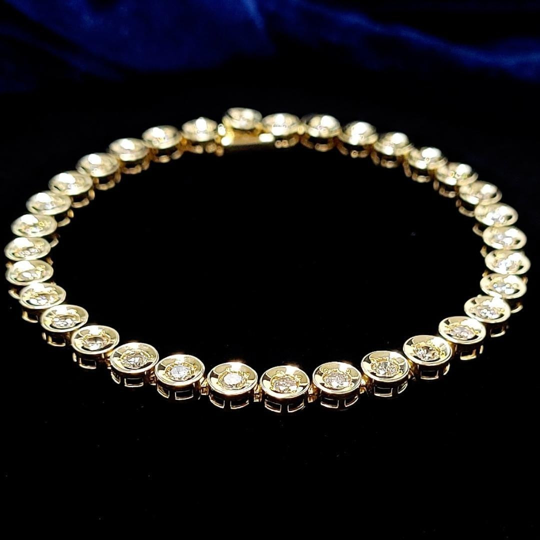 Eternal Love 3.00ct Natural Diamond Fclined Tennis Bracelet K18YG 18k Yellow Gold [with identification report
