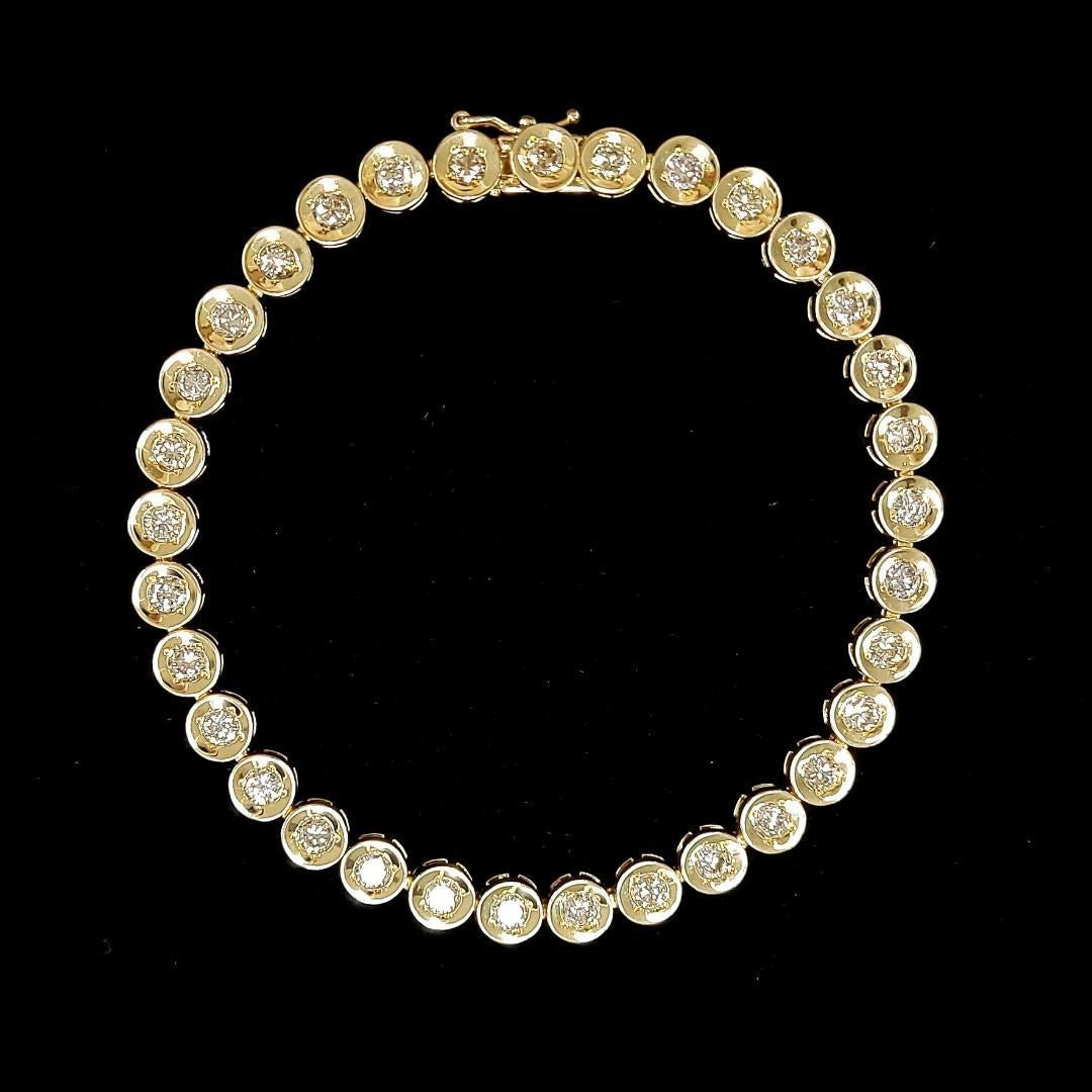 Eternal Love 3.00ct Natural Diamond Fclined Tennis Bracelet K18YG 18k Yellow Gold [with identification report