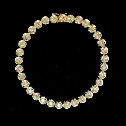 Eternal Love 3.00ct Natural Diamond Fclined Tennis Bracelet K18YG 18k Yellow Gold [with identification report