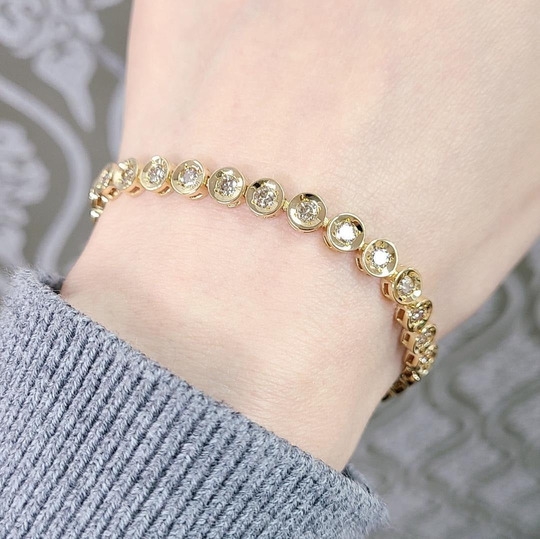 Eternal Love 3.00ct Natural Diamond Fclined Tennis Bracelet K18YG 18k Yellow Gold [with identification report