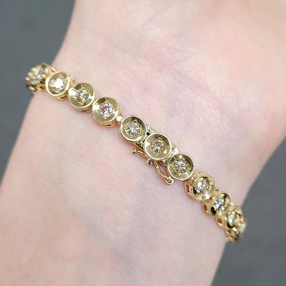 Eternal Love 3.00ct Natural Diamond Fclined Tennis Bracelet K18YG 18k Yellow Gold [with identification report