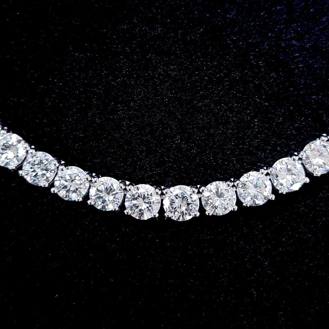 究極の輝き 34.385ct 天然ダイヤモンド VS-2 G〜Hカラー プラチナPt900 テニスネックレス【全石 中央宝石研究所ソーティング付】