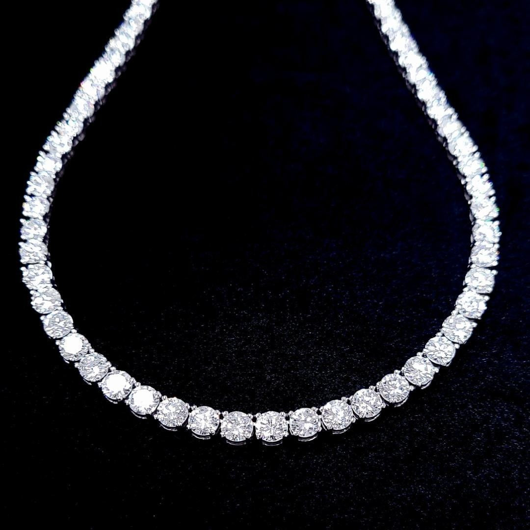 究極の輝き 34.385ct 天然ダイヤモンド VS-2 G〜Hカラー プラチナPt900 テニスネックレス【全石 中央宝石研究所ソーティング付】