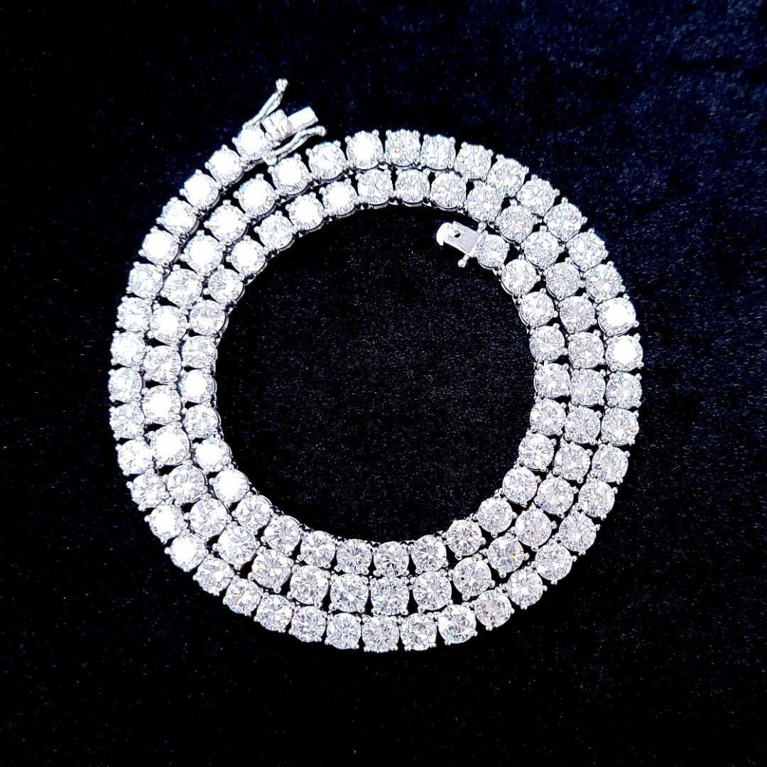 究極の輝き 34.385ct 天然ダイヤモンド VS-2 G〜Hカラー プラチナPt900 テニスネックレス【全石 中央宝石研究所ソーティング付】