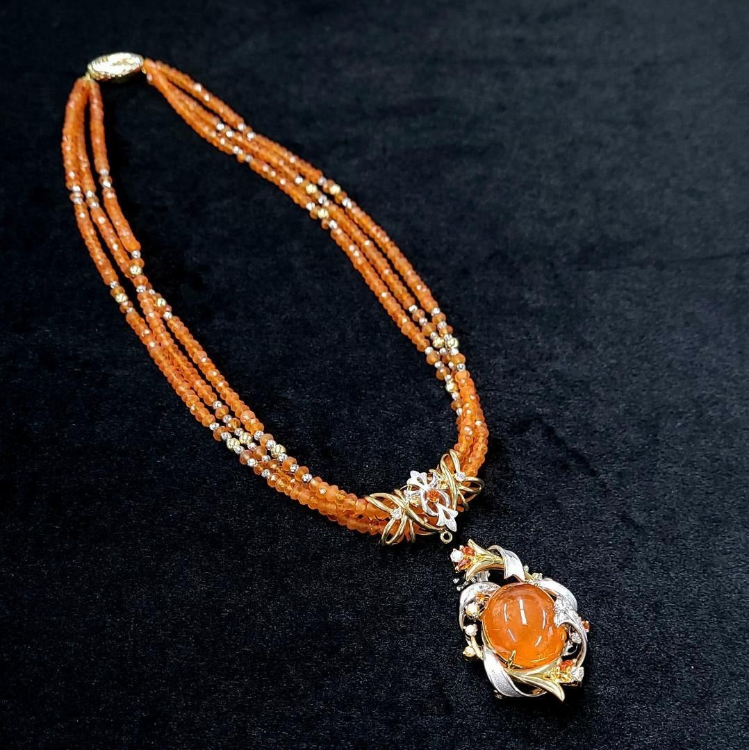 超希少！4way! 特大48ct スぺサタイトガーネット K18 ネックレス
