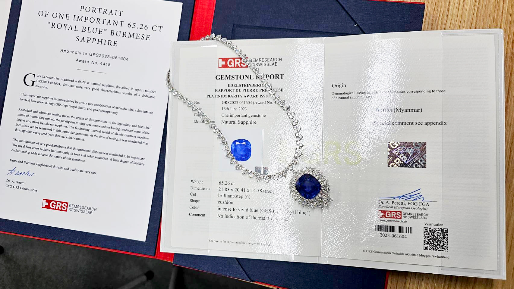 世界的希少！65.26ct 非加熱 ノーヒート ミャンマー産 ロイヤルブルー 天然サファイア 33ct 天然ダイヤモンド K18 WG ホワ –  アメイジング工房