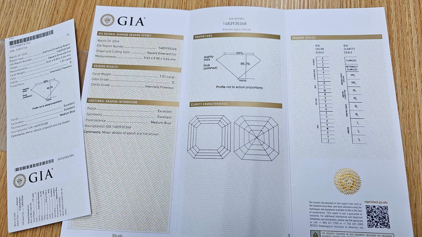 究極の美!  1.01ct Dカラー IF 2EX 天然ダイヤモンド アッシャーカット ルース【GIA鑑定書付き】