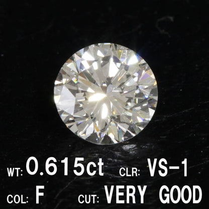 0.615CT F颜色vs-1很好的天然钻石 裸钻 圆形剪切[CGL评价]