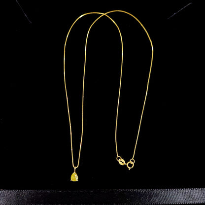 Super rare! The finest FANCY VIVID YELLOW! The highest peak of color diamond! 0.433CT Pair Shape Natural Diamond 18 Gold K18 Yg Yellow Gold Pendant Necklace [CGL (CGL (CGL)CGL）grading report]