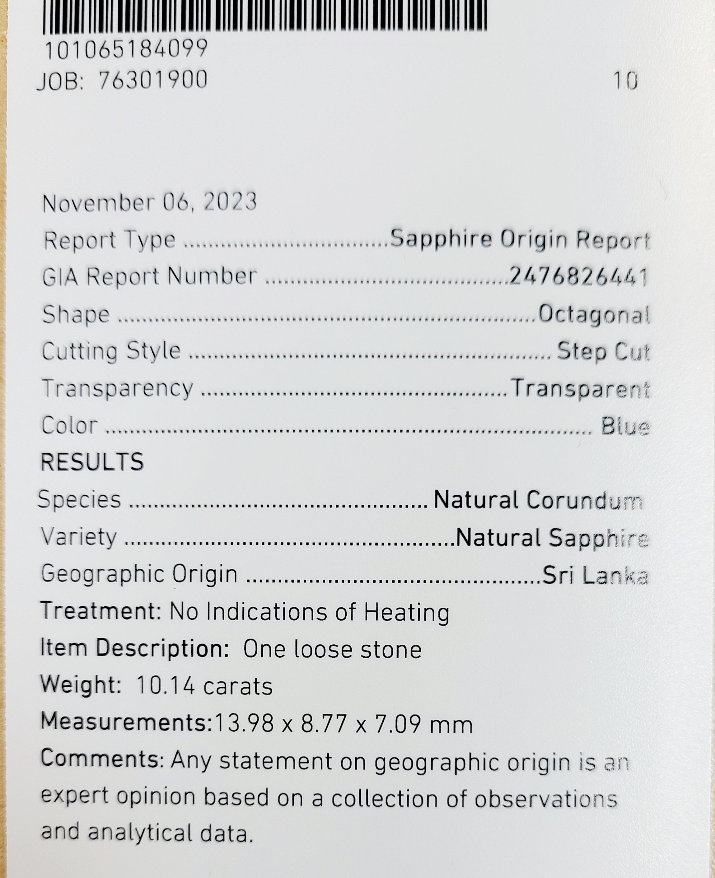 スリランカ産 大粒 10.14ct 非加熱 天然サファイア 3.72ct 天然