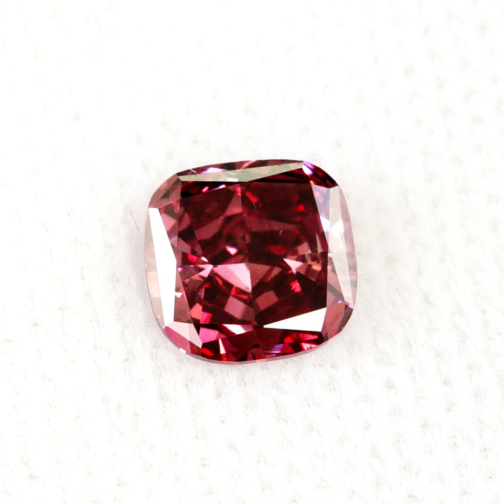 0.75ct FANCY RED 天然 レッドダイヤモンド ルース クッションカット