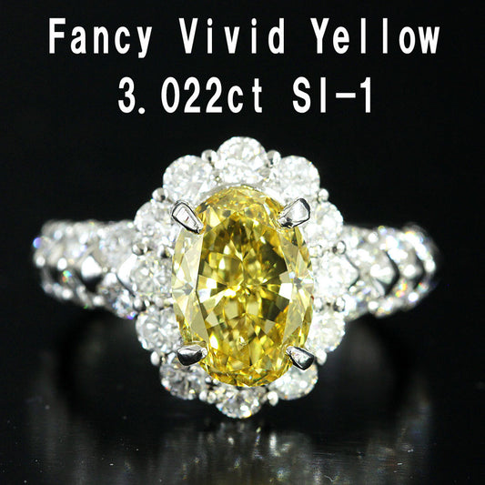 Rare Top Quality Fancy Vivid Yellow 3ct Natural Diamond Platinum Pt900 Ring with Certificate of Authenticity from Central Gem Laboratory