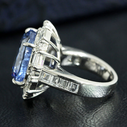 斯里蘭卡非加熱的天然藍寶石18.741CT天然鑽石3.47CT Platinum PT900戒指戒指誕生石[討論]